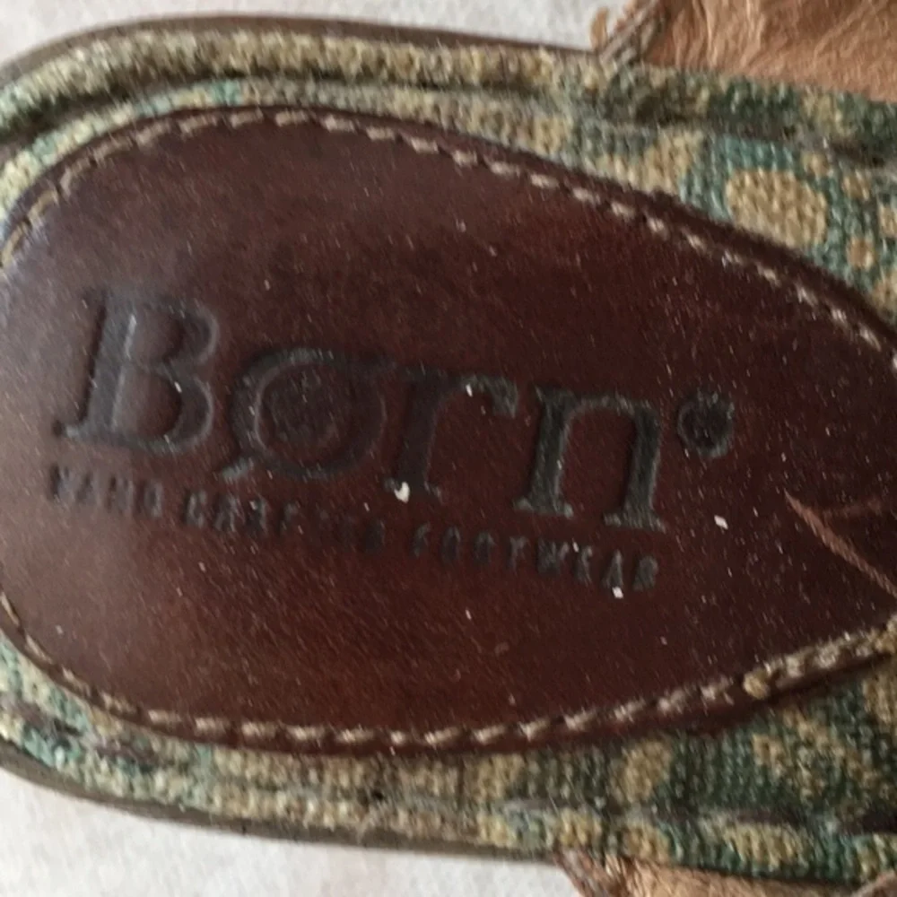 BORN Brown Leather Cork Wedge Sandals‎